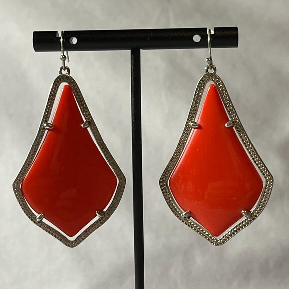 KENDRA SCOTT Alexandra Red & Silver Drop Earrings - Picture 1 of 7
